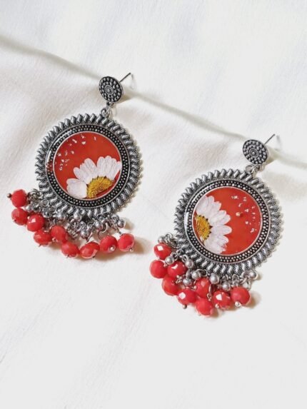 Red flower earring